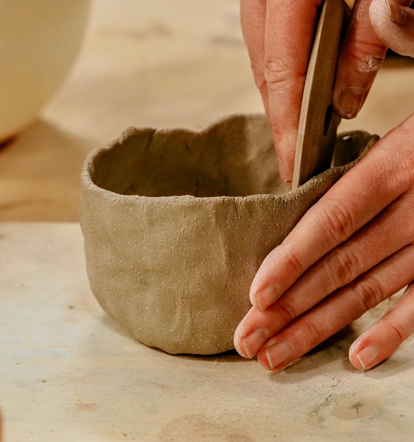 Handbuilding in Clay-  Knitting yarn bowl